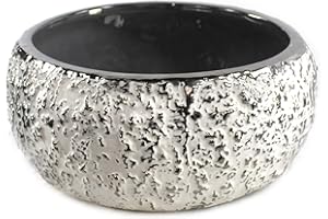 ‎DARO DEKO DARO DEKO Keramik Pflanz-Gefäß rund weiß-Silber Ø 23cm x 12cm