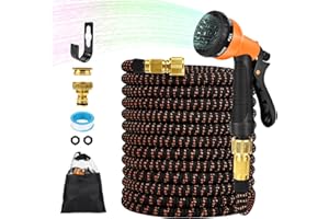 Gaethra 100FT Flexibler Gartenschlauch, Gartenschlauch Flexibel 30m mit 8 Funktionen Garten Handbrause für Hof Autowäsche，Die Blumen Gießen, Orange