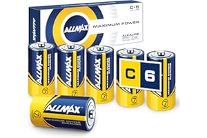 Allmax C Baby (LR14) Maximum Power Alkaline Batterien (6 Stück) – Ultra-Langlebigkeit, auslaufsicheres Design, 7 Jahre Haltbarkeit, maximale Leistung (1,5 V)
