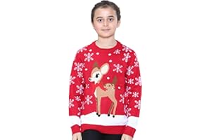 NOROZE Fille Noël 3D Pull Enfants Oiseau Renne Rétro Pullover Pull-Over