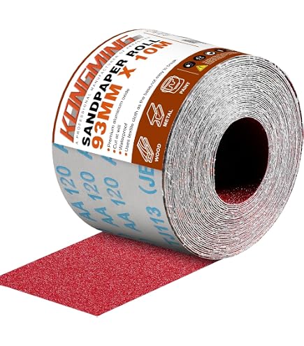 D-Papier Normalkorund Kunstharz ECKRA Schleifpapier Rolle - 115mm X 50m, Korn 280, Gelb, Für Holz Metall Lack 115mm Schleifband