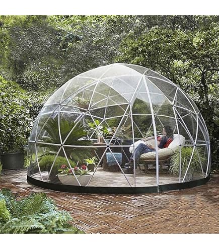 Hoiaost Bubble Tent Kuppelhaus Campingzelt 10/12 Fuß | Garten-Iglu, Transparenter Kuppelschutz Für Den Außenbereich, Geodätische Kuppel, 5–7 Personen, Für Hinterhofterrassen