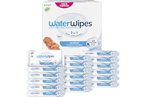 WaterWipes Sensitive+ Newborn & Baby Wipes, 1080 Count (18 Packs), 3-In-1 Cleans, Cares, Protects, 99.9% Water, Unscented