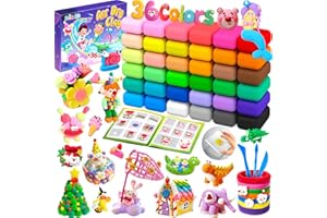 Bridokit Air Dry Clay, 36 Colours Modelling Clay for Kids with Press Plate, Modelling Tools and Booklet, Arts and DIY Creative Craft Magic Clay Kits, Ultra, Soft Light and No-Sticky