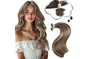 ‎MORESOO Moresoo Haarverlängerung Bondings 1g Hot Fusion Keratin Extensions Echthaar Bondings Dunkelbraun mit Karamellblond Remy Pre Bonded U Tip Extensions 50g 40 cm