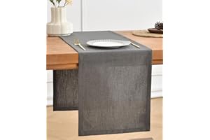 Wracra Charcoal Grey Linen Table Runner 230cm Long Machine Washable Rustic Farmhouse Table Runner for Dining Holiday Parties and Everyday Use(Charcoal Grey, 230cm)