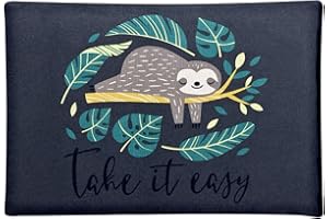 ‎AMINATA BALANCE Rapssamenkissen 20x30 cm Wärmeanwendung Mikrowelle Kissen für Schulter, Nacken & Rücken Bezug schwarz - Faultier-Motiv Raps-Kern-Samen-Kissen als Geschenk-Idee Frauen - Tier-Motiv