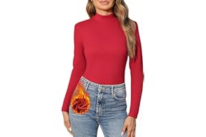 Aottori Camiseta Térmica Cuello Alto Mujer Camisetas Manga Larga Ropa Interior Jersey Algodon con Cuello Vuelto Invierno Corte Ajustado Basica Top