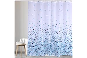 VIROSA Mosaic Blue Shower Curtain for Bathroom Anti Mould, Mildew Resistant | Size 180x180 cm (71 x 71 Inch) | Water Repellant Fabric | 100% Polyster (Mosaic Blue)