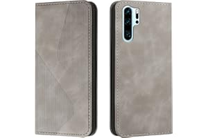 Mo-Somnus Funda para Huawei P30 Pro, Funda Carcasa de Cuero para Huawei P30 Pro, Premium Cuero Billetera Flip Protectora Carcasa Magnético con Cáscara de TPU, Ranura para Tarjeta (Gris)
