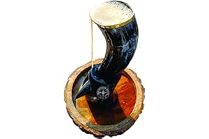 THE ANTIQUE HOUSE Tasse Viking noire 100 % naturelle avec support pour bière, vin, hydromel