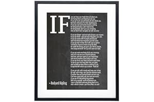 WALLBUDDY IF Art mural encadré Inspiring Décor de chambre/IF You Can Keep Your Head Art mural inspirant, IF by Rudyard Kipling Framed/Rudyard Kipling Poem Home Decor Motivational Art (Chalkboard Black)