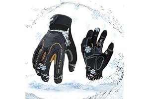 Vgo... 1 paio Guanti Invernali da Lavoro Impermeabili Uomo, Guanti Termici Meccanici Antivibrazione Antifreddo 0°C per Magazzino Camionista Lavoro Pesanti Edilizia