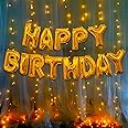 Party Propz Happy Birthday Decoration Kit -2Pcs Golden HBD Foil Balloon With Led Light Birthday Decorations Items For Bday Lights Combo Pack Set, Husband,Wife, First, 2nd,30th,40th,50th Theme