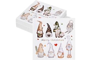 YIMOJOY 40 Stück Servietten Weihnachten Lustige Wichtel,3-Lagig Papierservietten Wichtel Gnome als Tischdeko,Servietten mit Motiv für Winter Weihnachtsservietten 33x33 Weihnachten Servietten