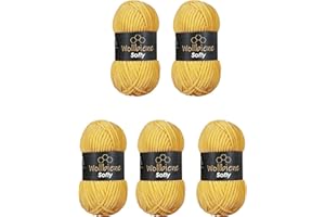 Wollbiene Softy, 5 gomitoli di lana di ciniglia da 100 grammi, per lavorare a maglia, lana per bambini, 500 g (giallo mais 28)