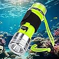 Rechargeable Diving Flashlight, 2000 Lumen Scuba Diving Light, 3 Modes Underwater IPX8 Waterproof Torch scuba,Night Dive Torch Submersible Light for Outdoor Under Water Sports,scuba diving equipment