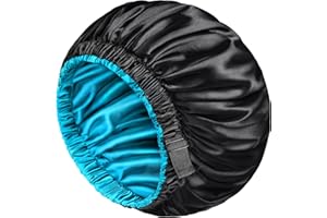 mikimini Satin Bonnet for Sleeping, Double Layer Large Hair Bonnet for Women and Men, Black Soft Hair Wrap with Adjustable Elastic Band for Long Curly Hair