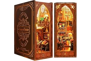 QUANQUER Book Nook Kit Maison de poupée Miniature en Bois avec Meubles et lumière LED - Puzzle en Bois 3D - Coin bibliothèque - Kit de Construction pour Les Personnes de Plus de 14 Ans - Cadeau créatif