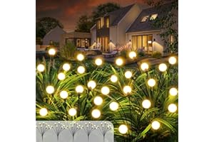 Kevsrer Solar Lights Outdoor Waterproof, Swaying Solar Garden Lights Firefly Lights Decorative Outdoor Lights Yard Lights, Dancing Fireflies Lights for Path Fence (Warm White, 5Pack 20LED)