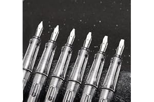 EROFA Yongsheng Calligraphy Art Parallel Pens Set Transparent Clear Fountain Pen, 6 Assorted Tip Sizes for Drawing and Writing Signature