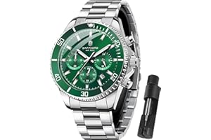 SAPPHERO Orologio Uomo Analogico Al Quarzo Cronografo 50M Impermeabile Moda Sportivo Elegante Classico Orologio da Polso Uomo Cinturino in Acciaio Regalo per Uomo