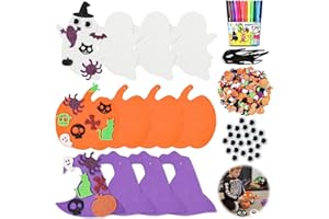 JOKILY Halloween Basteln Kinder 12 Stück Halloween Moosgummi Bastelset für Deko, DIY KürbisBastelsets, Bastelset Kinder mit Aufkleber für Herbst Thanksgiving Handwerk Geschenke