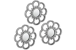 ‎RELAXDAYS Relaxdays Lustro zestaw 3 szt., okrągłe lustro ozdobne, do salonu, korytarza, lustro dekoracyjne, Ø 26 cm, rama z tworzywa sztucznego, kolor srebrny