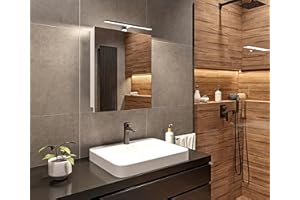 ‎HAJDUK FURNITURE Szafka Łazienkowa LED Biały Mat Wisząca z Lustrem - 50x60x14 cm - Funkcja cichego domykania - Szafka ścienna z oświetleniem LED 4000 k do łazienki Wodoszczelność IP44