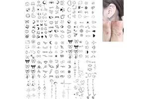 CPRNQY 30 Blätter Temporäre Tattoos,Inkster Tattoo,Fake Tattoos,Klebetattoos,Temporäre Tattoos Klebetattoos Erwachsene,Tattoo Aufkleber Kräuterbogen Finger Kräutersaft Kleines Muster(Schwarz)