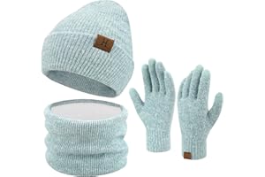 ZASFOU Damska zimowa czapka beanie, szal, rękawiczki do ekranów dotykowych, zestaw ciepłych czapek z dzianiny, ocieplacze na szyję dla kobiet i mężczyzn, zielony (lichtgrün), jeden rozmiar