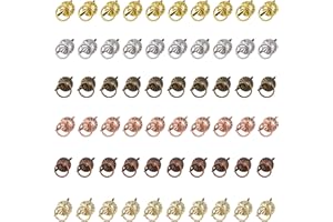 URROMA Mini Drawer Handle Rings, 60 Pieces 6 Colors Metal Brad Fasteners with Pull Rings Scoreboard Paper Fasteners Pull Brad for Scrapbooking Drawer Kitchen DIY Crafts