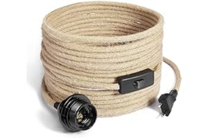 GreenSun Cavo Elettrico 2 Core, 2x 0,75mm² Cavo Intrecciato, Rivestito in Tessuto, con E26/E27 Portalampada e Interruttore, Per DIY-Lampade, 10M