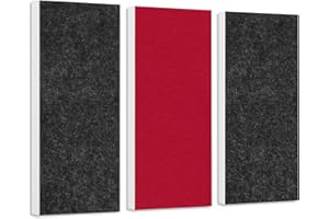 platino24 Schallabsorber-Set Colore aus Basotect G+ mit Akustikfilz, 3 Elemente in Anthrazit und Bordeaux, Lärmreduzierung zur Verbesserung der Raumakustik