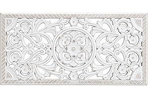 Spetebo Decorazione da parete shabby bianco, 61 x 30 cm, rettangolare, vintage, in legno, decorazione da parete per il soggiorno