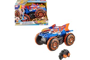 Hot Wheels Monster Trucks - Tiger Shark Super Scalatore RC, veicolo radiocomandato grande con 3 modalità per gareggiare, scalare e fare acrobazie, giocattolo per bambini, 5+ anni, JFR39