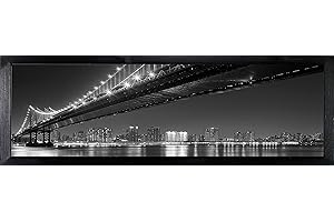 POSTERGALERIA Cuadro en marco | póster | Moderno | Pared | Artista | Diferentes temas 35 x 100 cm | Puente de noche