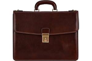 Time Resistance Porte-Documents en Cuir Italien Pleine Fleur pour Hommes Sac à Bandoulière Détachable Fabriqué à la Main pour Ordinateur Portable 15 Pouces