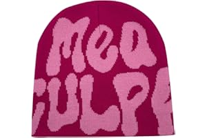 KASHYKE Y2k Beanie Mütze Herren Damen Teenager Y2k Cap Winter Knit Skater Beanie Mütze Hip Hop Strickmützen Baumwolle Spider MEA Culpa Printed Y2k Beanie Cap Hat Pink Harajuku Fashion