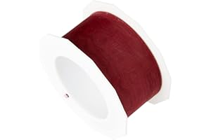 PRÄSENT C.E. PATTBERG SHEER Cinta regalo de organza color burdeos, 25 m cinta decorativa para envolver regalos, 40 mm de ancho, cinta para decoración y manualidades versátiles y creativas