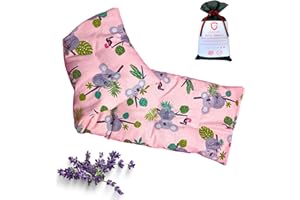 GZCOMMODITIES Saco Semillas Microondas Cervical Térmico de Trigo y Lavanda con Funda Lavable 50x16cm – Bolsa Cojín con Aroma Calor y Frío Multiusos Saquito Pies Calienta Camas y Lumbar (Koala Rosa)