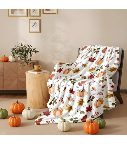 YeeJu Herbst-Überwurfdecke Mit Kürbis-Muster – King-Size 228x274 Cm, Weicher Flanell – Für Bett, Couch, Dekoration