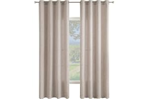 MIULEE Tende Lino con Anelli Effetto Lino Soggiorno Moderna Tenda Voile Semitrasparenti Naturale 2 Pezzi, 140 x 280 cm Cachi