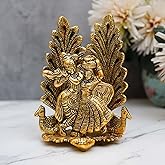 Amazon Brand - Umi Return Gift Radha Krishna Idol Showpiece Statue with Peacock Design Diya for Puja and Home Decor (8 x 6 In