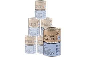 Dehner Fine Nature Hundefutter, Nassfutter in Lebensmittelqualität, für ältere Hunde, Ente, 6 x 400 g Dose (2.4 kg)