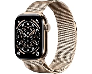 Watch Series 11 GPS + Cellular 42mm Gold Titanium Case with Gold Milanese Loop