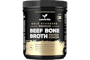 Euphoria Bliss Beef Bone Broth Powder 400g | Sweden Grass Fed | No Hormones or Additives | Unflavoured High Grade Beef Bone Broth | Halal