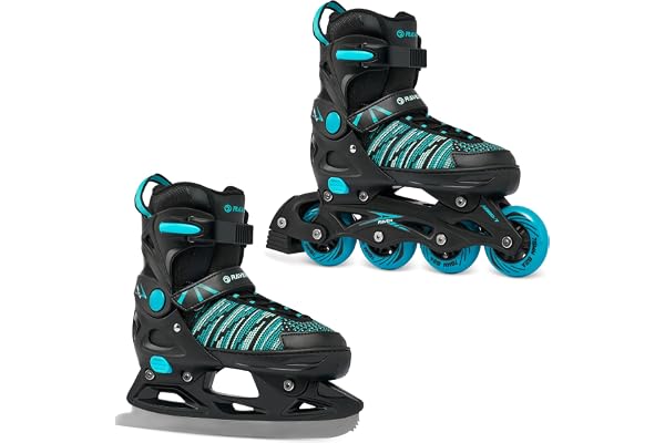 Raven - Roller en Ligne Vella du 33 au 36 + Patin à Glace Adulte Enfant Mixte Taille Ajustable Noir Raven
