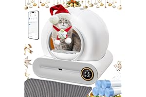 XQDKoon Arenero Gatos Autolimpiable, 65L + 9L Caja Arena Gato con Bolsa Basura y Tapetes Arena, Eliminación de Olores, Control de App, Automatic Cat Litter Box para Varios Gatos