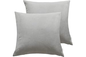 MINGPINHUIUS Outdoor Waterproof Cushion Cover, Pack of 2 Throw Pillow Covers Waterproof Garden Cushion Case Linen Square Pillow Cases for Patio Tent Balcony Couch Sofa, 18"x18"(45x45cm) - Grey